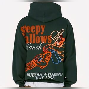 MNML Green Graphic Hoodie with Orange and Blue Accents